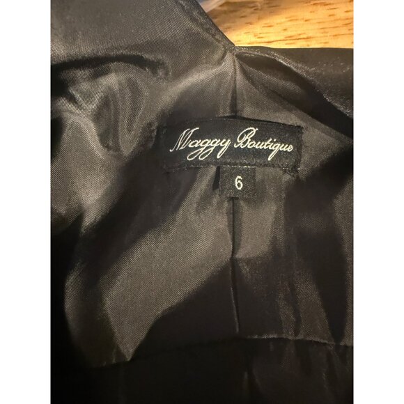 Vintage Maggy Boutique Satin Cocktail Dress Size 6 V Neck Ruched Slimming Black - Picture 7 of 7